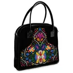  Kabelka s potiskem Oxford Divoká květina na černém pozadí