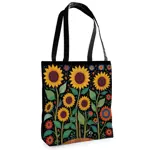 Textilní taška Tenderness Slunečnice na černém pozadí – stylový shopper na zip