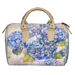 Dámská kabelka Barrel – textilní potisk Hortenzie