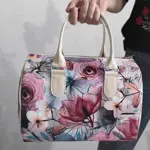 Dámská kabelka Barrel – textilní potisk květinový motiv