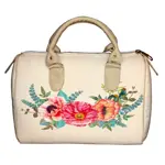 Dámská kabelka Barrel – textilní potisk Květinové aranžmá