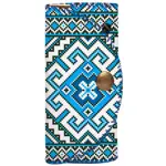 Klíčenka do kabelky – barevná kapsička na klíče s karabinkami Modrý ornamentem