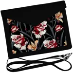 Dámský klutch konvert – elegantní sametová kabelka s potiskem  Vícebarevné lilie