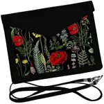 Dámský klutch konvert – elegantní sametová kabelka s potiskem Máky 