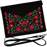 Dámský klutch konvert – elegantní sametová kabelka s potiskem Květiny