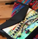 Dámský klutch konvert – elegantní sametová kabelka s potiskem Benátský most