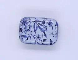 Plechová krabička Květiny Modrá 