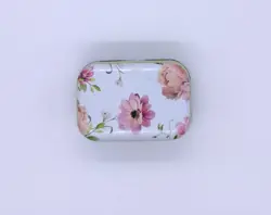 Plechová krabička Květiny svetlo zelena