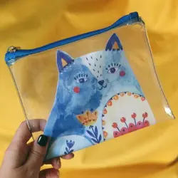 Kosmetická taštička Visible modrá kočka 