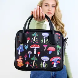 Dámská kabelka Kitto – sametový potisk Muchomůrky 