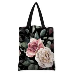 Kabelka original Růže na černém pozadí