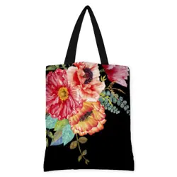 Kabelka original Stromové pivoňky na černém pozadí