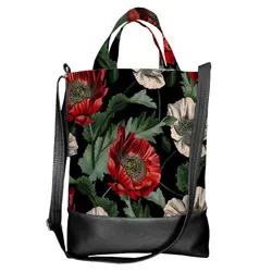 Kabelka city Bílé a červené máky Černá