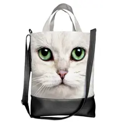 Kabelka city  Bílá kočka se zelenýma očima