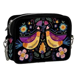 Kabelka na řetízku Cherie  Ptáci na černém pozadí