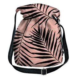 Dámská kabelka torba Černé listy na růžovém pozadí