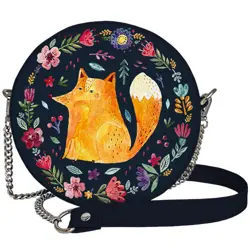 Kabelka tablet Liška a květiny na tmavě modrém pozadí