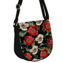 Kabelka saddle Červené a bílé máky