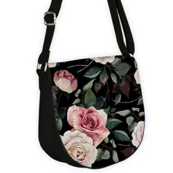Kabelka saddle  Růže na černém pozadí