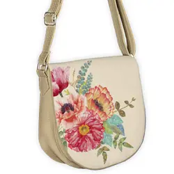 Kabelka saddle  Květiny na béžovém pozadí