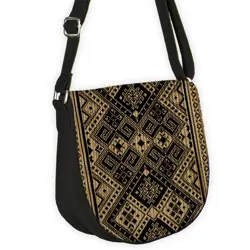 Kabelka saddle hnědý a černý ornament