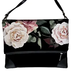 Kabelka pretty  Růže na černém pozadí