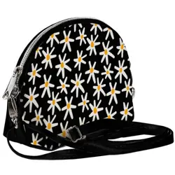 Mini kabelka  Coquette  Sedmikrásky na černém pozadí