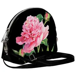 Mini kabelka  Coquette Pivoňka na černém pozadí