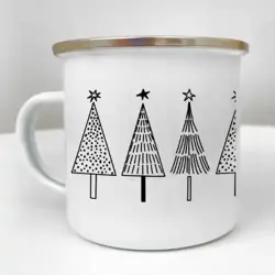 Smaltovaný hrnek Camper  Černobílé vánoční stromky