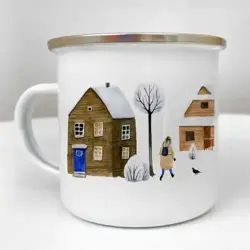 Smaltovaný hrnek Camper Zimní procházka