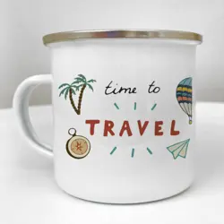 Smaltovaný hrnek Camper Time to travel