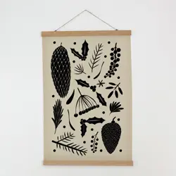 Látkový plakát na zeď Šišky a větvičky