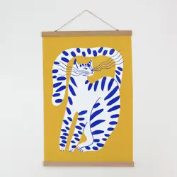 Látkový plakát na zeď Kočka na žlutém pozadí