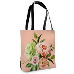 Textilní taška Tenderness Flowers bouquet– stylový shopper na zip 
