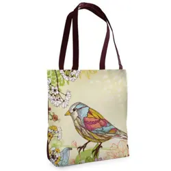 Textilní taška Tenderness Pták na větvi – stylový shopper na zip