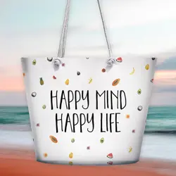 Plážová taška Malibu  Happy mind happy life