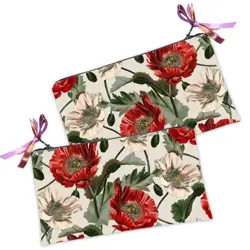 Kosmetická taška MINI – malá látková taštička s potiskem Červené květy