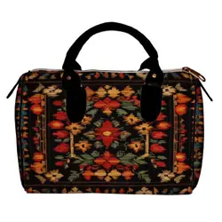 Dámská kabelka Barrel – textilní potisk v lidovém stylu