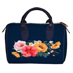 Dámská kabelka Barrel – textilní potisk Jasné květiny