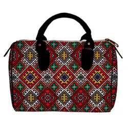 Dámská kabelka Barrel – textilní potisk lidový vzor 