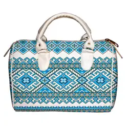 Dámská kabelka Barrel – textilní potisk lidový vzor