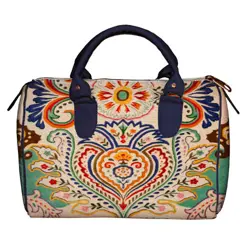 Dámská kabelka Barrel – textilní potisk lidový vzor