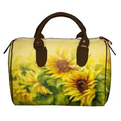 Dámská kabelka Barrel – textilní potisk slunečnice