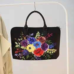 Taška Sakvoyage na notebook XXL Květiny na černém pozadí 