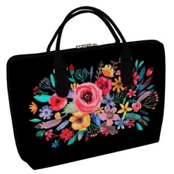 Taška Sakvoyage na notebook XXL Květiny na černém pozadí