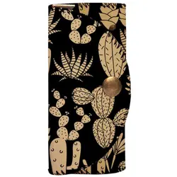 Klíčenka do kabelky – barevná kapsička na klíče s karabinkami Zlaté kaktusy