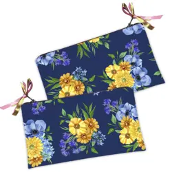 Kosmetická taška MINI – malá látková taštička s potiskem Gerbery a chrpy