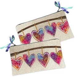 Kosmetická taška MINI – malá látková taštička s potiskem Srdíčka na větvi