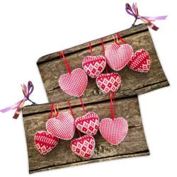 Kosmetická taška MINI – malá látková taštička s potiskem Srdíčka 