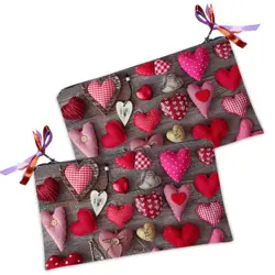 Kosmetická taška MINI – malá látková taštička s potiskem  srdíčka